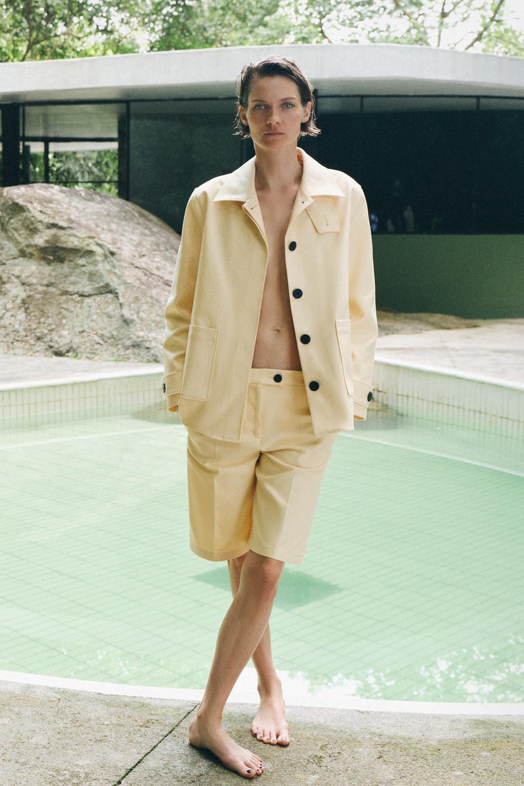 

Длинные шорты-бермуды ZARA, цвет Light yellow