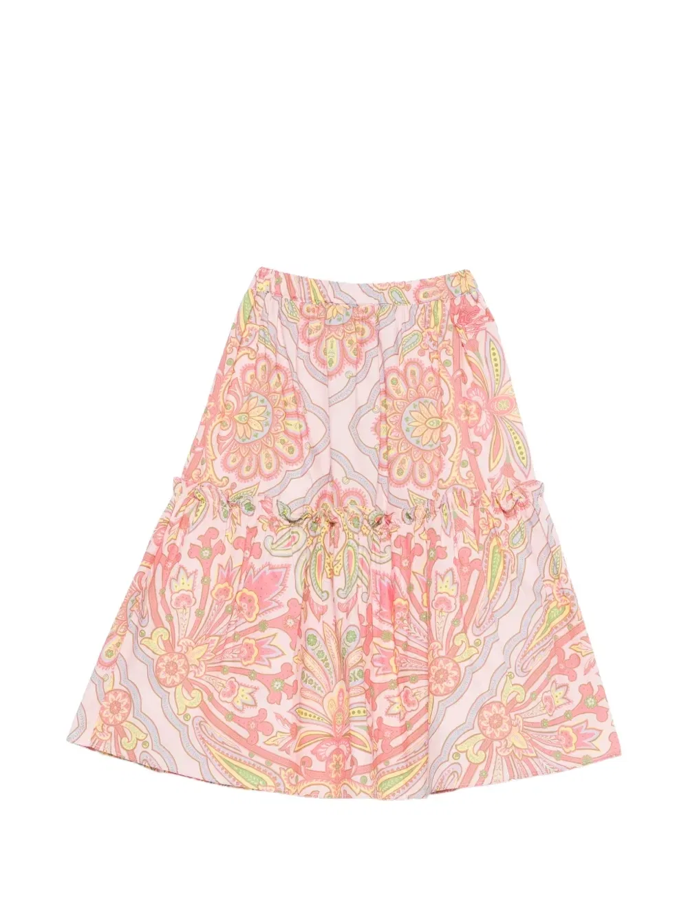 Юбка с оборками и узором пейсли Etro Kids, розовый — фото 2