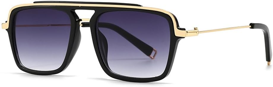 

Солнцезащитные очки UV400 с двойной перемычкой и градиентным металлическим покрытием, подходят для женщин и мужчин, для бега и занятий спортом на открытом воздухе UYPTK, Golden Black Gray