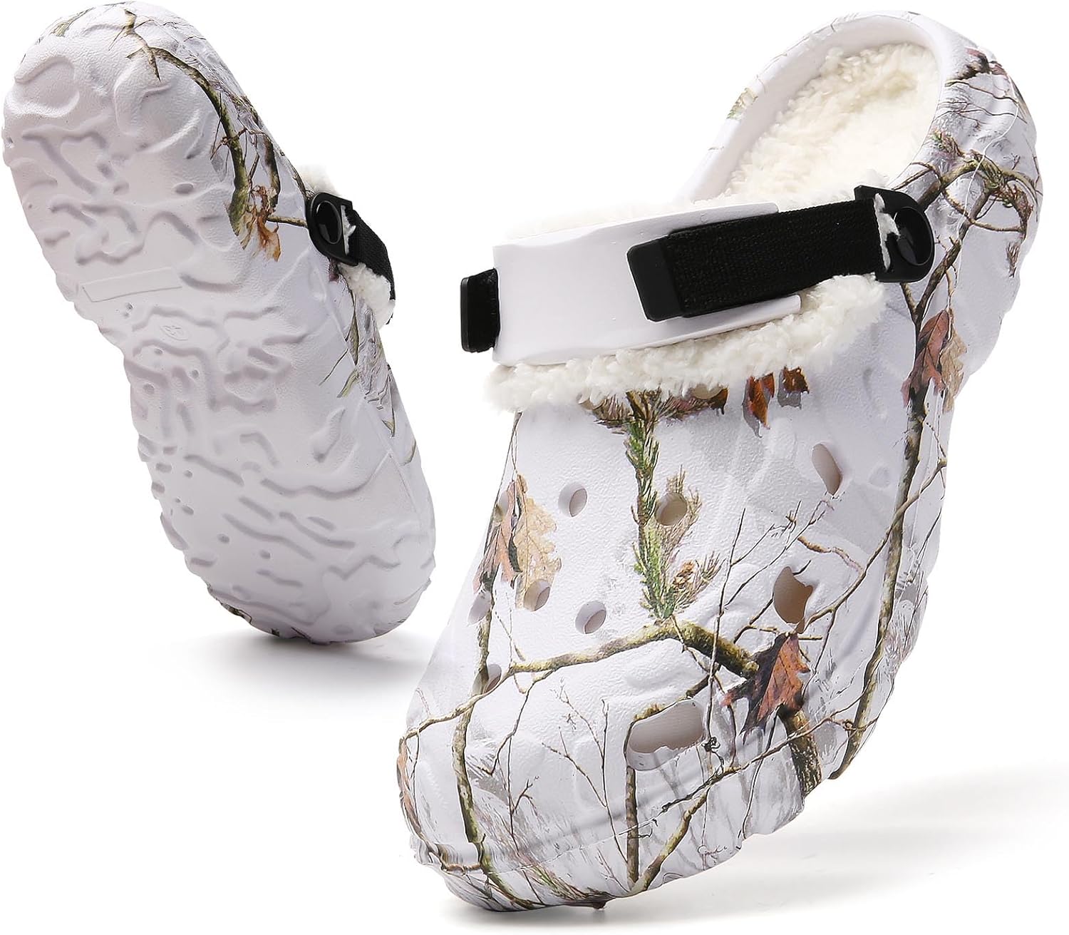 

Женские и мужские сабо Meidiastra с меховой подкладкой, водонепроницаемые, противоскользящие садовые туфли, теплые плюшевые домашние тапочки для использования дома и на улице, белый