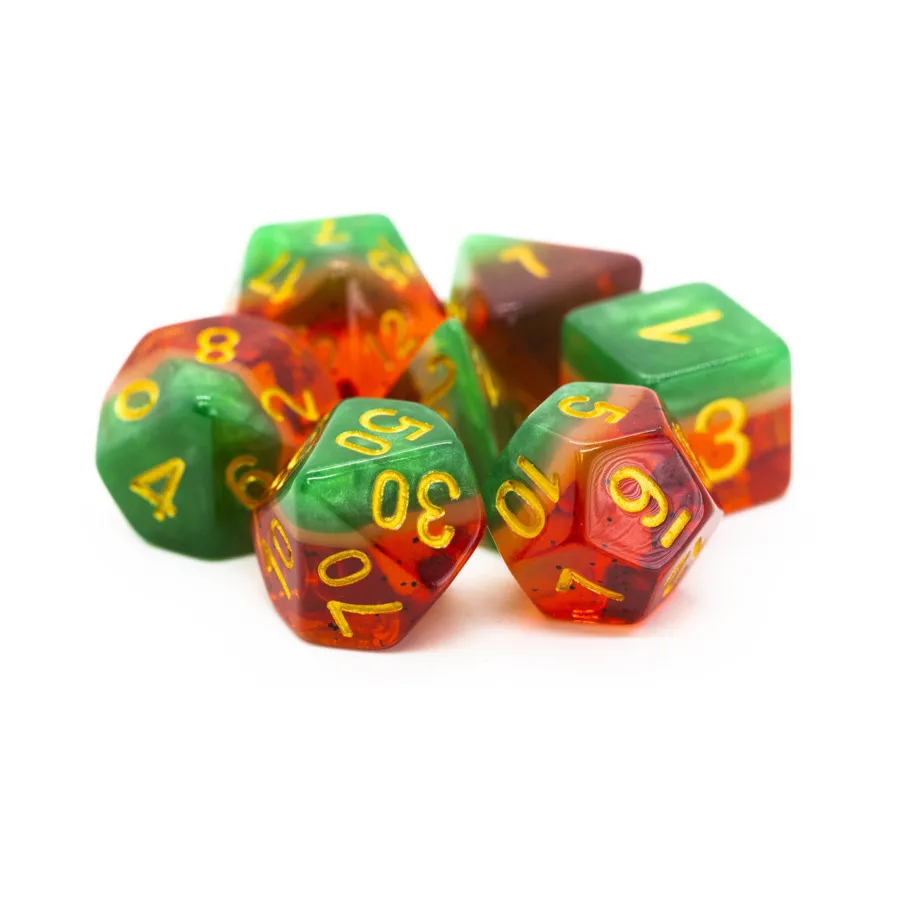 

Поли-сет «Арбуз вкусняшка!» с золотом (7), Acrylic-Resin Dice - Gradient