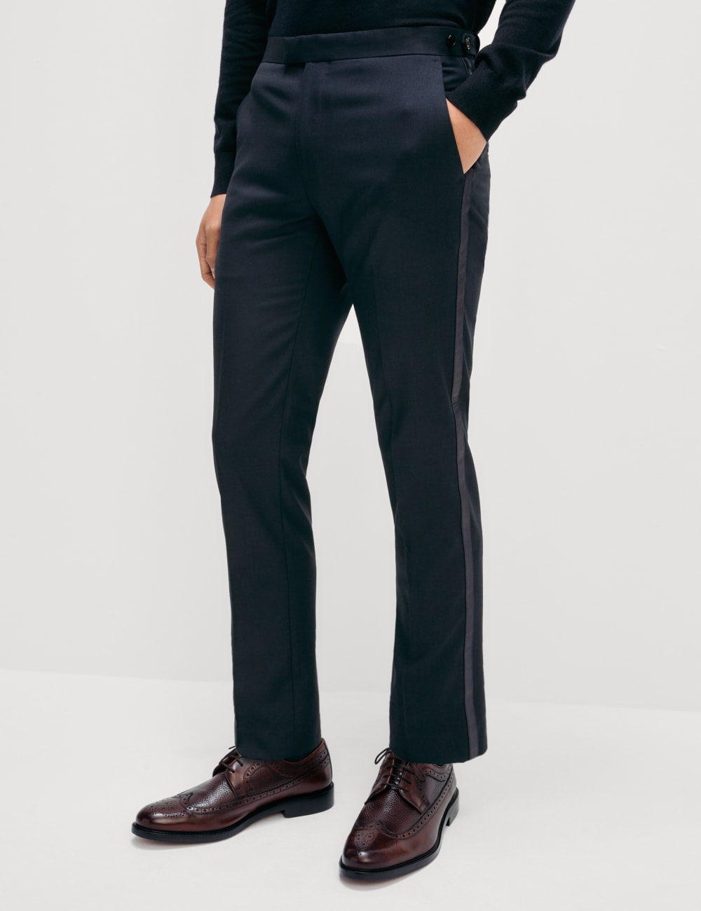 

Узкие эластичные брюки-смокинг Marks & Spencer, темно-синий