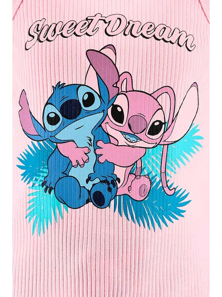 Пижама хлопковая Lilo & Stitch, розово-голубая — фото 3