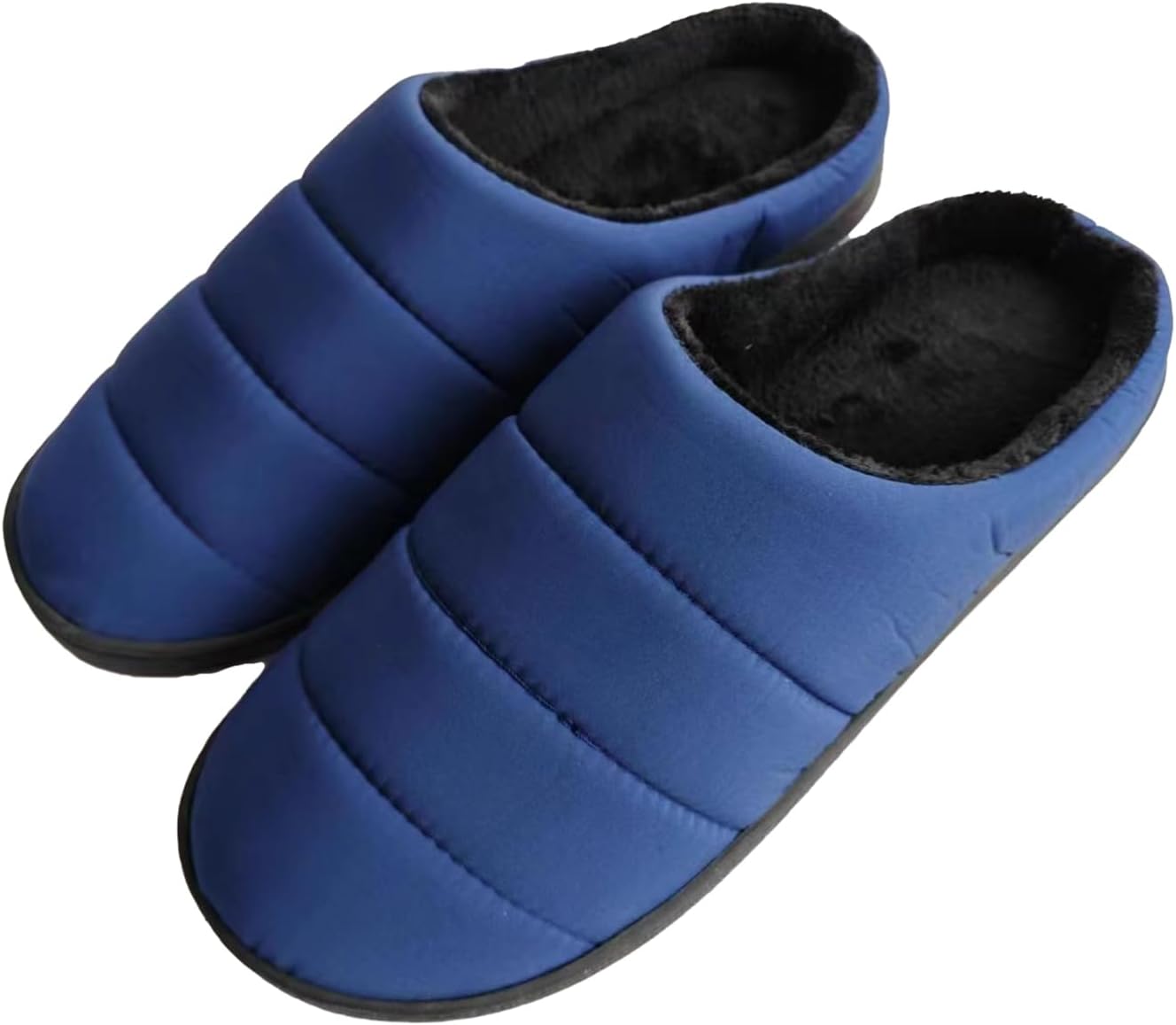 

Домашние тапочки FUNCOS для женщин и мужчин, водонепроницаемые, с утеплителем, зимние, с флисовой подкладкой, темно-синий