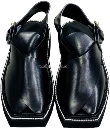 

Мужские сандалии из черной кожи ручной работы Пешавари, традиционные кожаные сандалии для мужчин, формальная обувь, удобная и стильная Generic