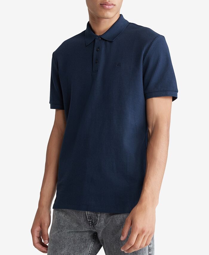 

Мужская рубашка-поло обычного кроя с короткими иголками Calvin Klein, цвет Dark Sapphire