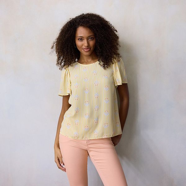 

Блузка с рукавами-крылышками Lc Lauren Conrad, Ylw Syd Blooms Stripe