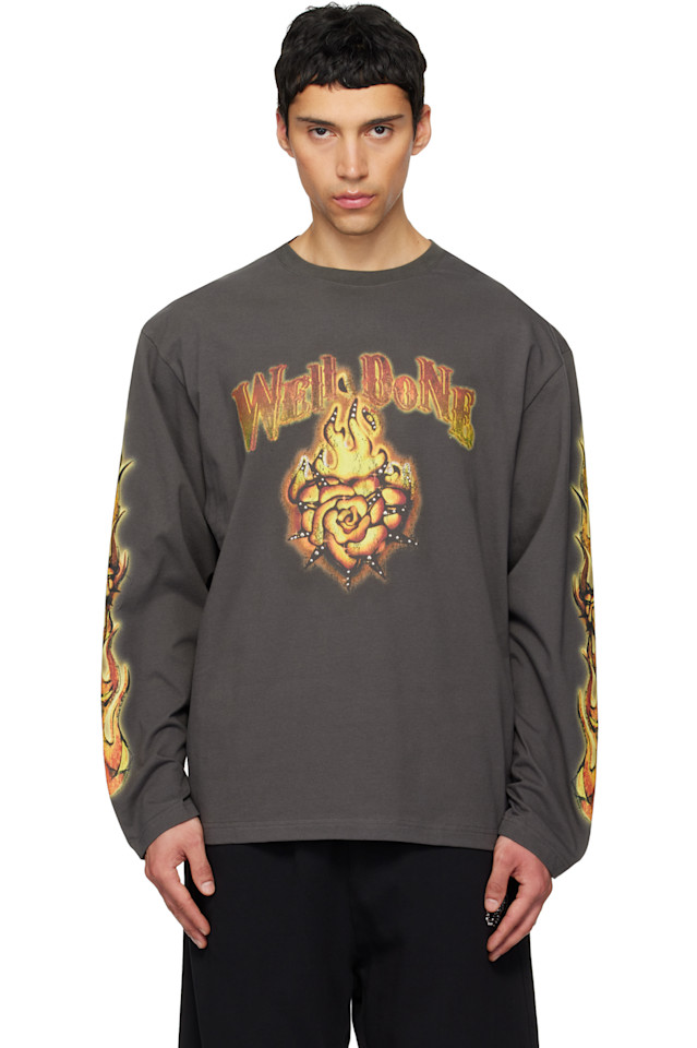 

We11Done Серая футболка с длинными рукавами