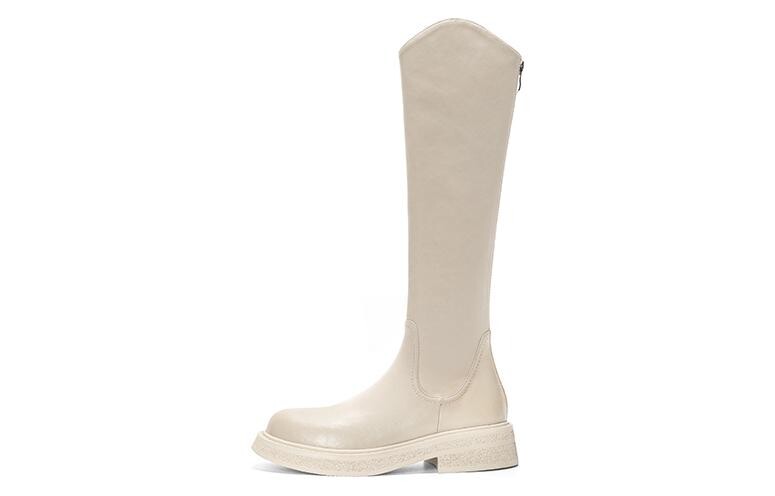 Сапоги женские до колена, цвет Off White Q.Vonton