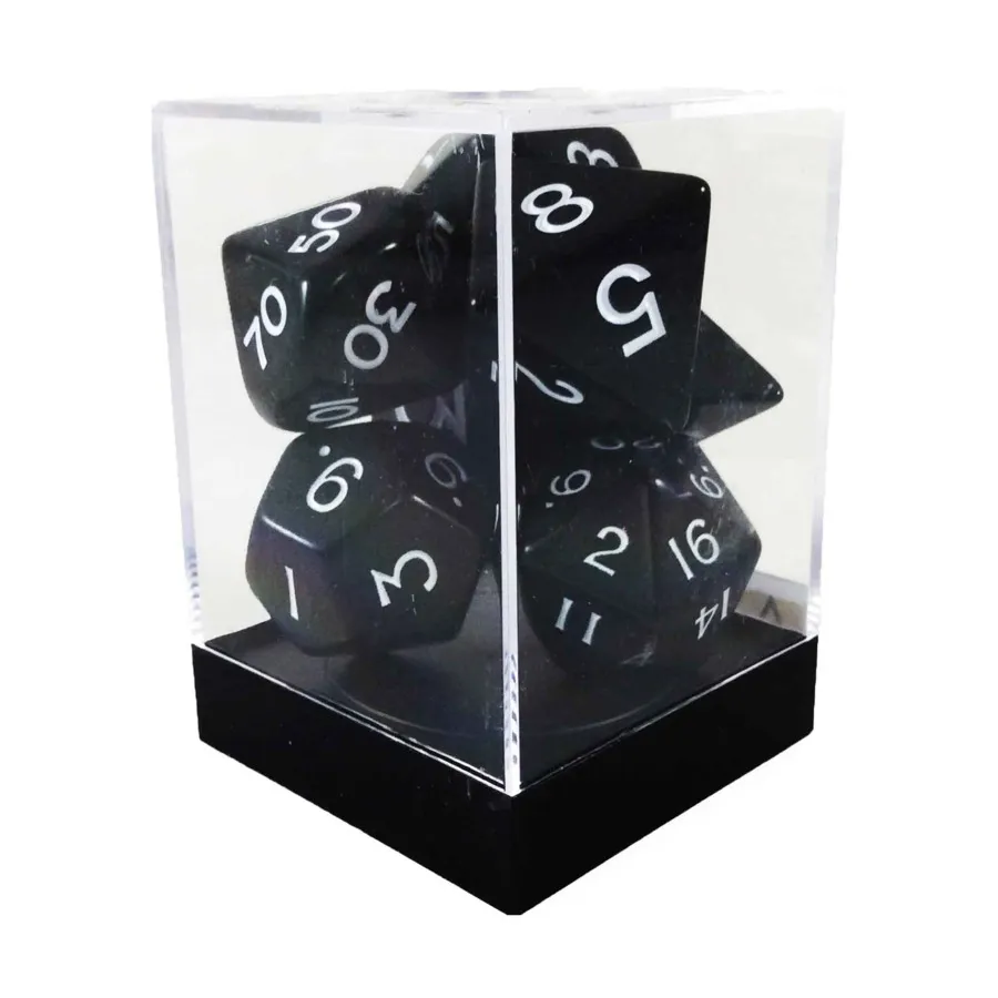 

Поликомплект черный с кубом (7), Dice - 25mm Jumbo Opaque Sets (Koplow)