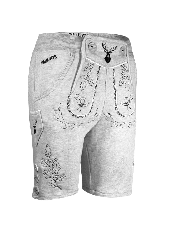 

PAULGOS Спортивные брюки в традиционном стиле, кожаные брюки-бермуды JOK5, светло-серый цвет