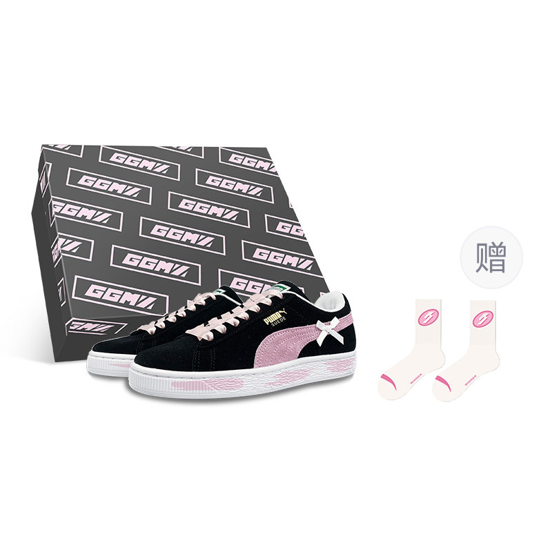 

Кроссовки Puma Suede Skateboarding Shoes Unisex Low-top Black/pink, черный/розовый