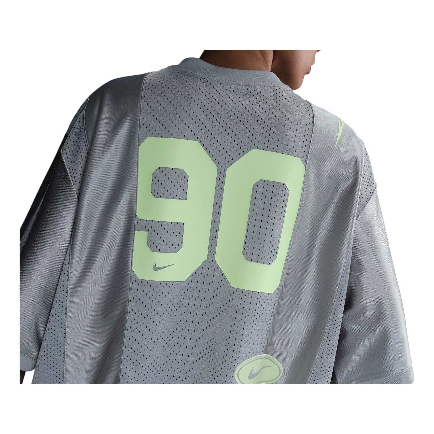 (WMNS) Nike Sportswear Street Oversized Graphic Jersey Top 'Smoke Grey Barely Volt' — фото 2