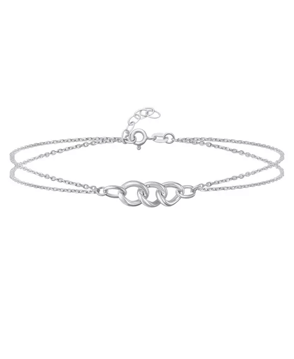 

Браслет на лодыжку с двумя переплетенными цепочками "Love Two Urban Trio" из серебра 925 пробы, регулируемый, длина 9-10 дюймов Bling Jewelry, grey