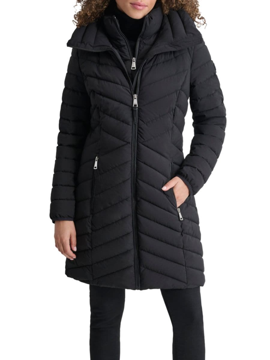 

Пальто-пуховик с нагрудником DKNY, черный