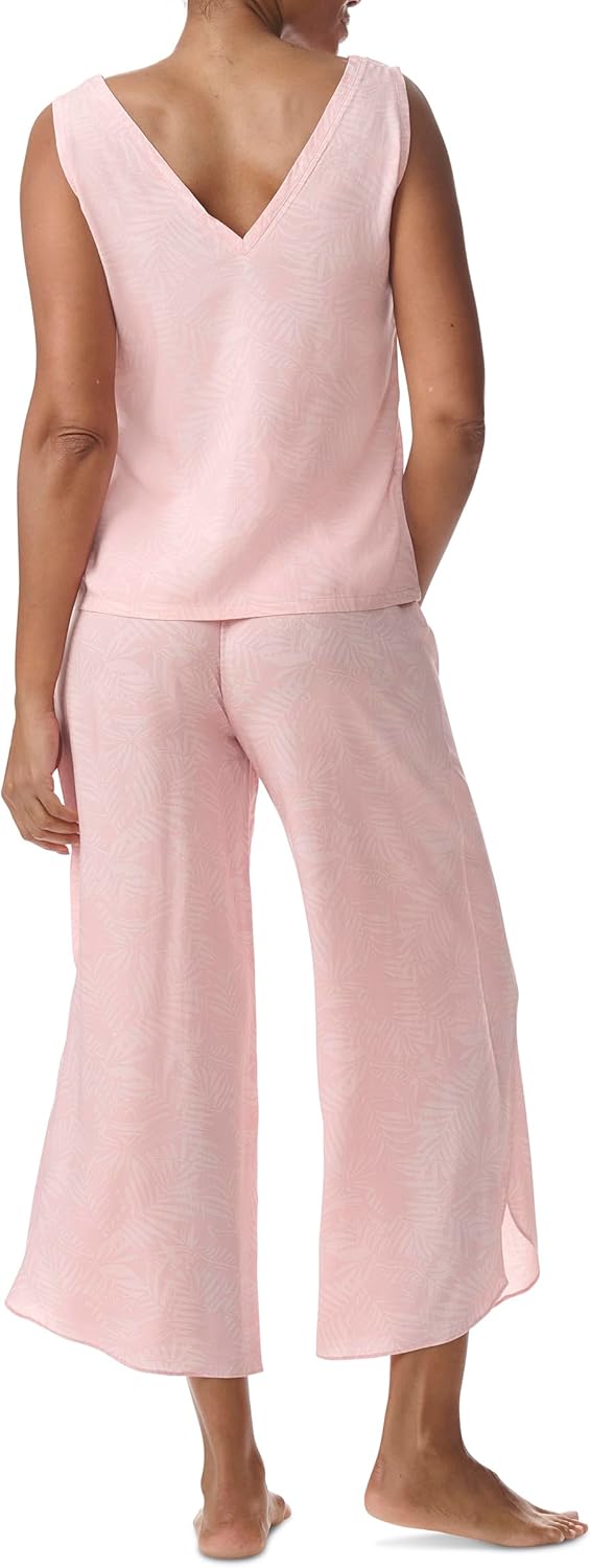 Женский пижамный комплект Tommy Hilfiger из майки и укороченных брюк, Tonal Palm/Peach Skin — фото 3