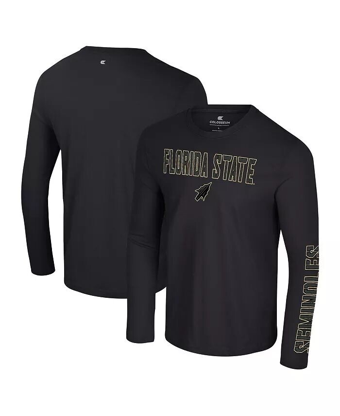 

Мужская черная футболка Florida State Seminoles Color Pop Active Blend с длинным рукавом и принтом 2-Hit Colosseum