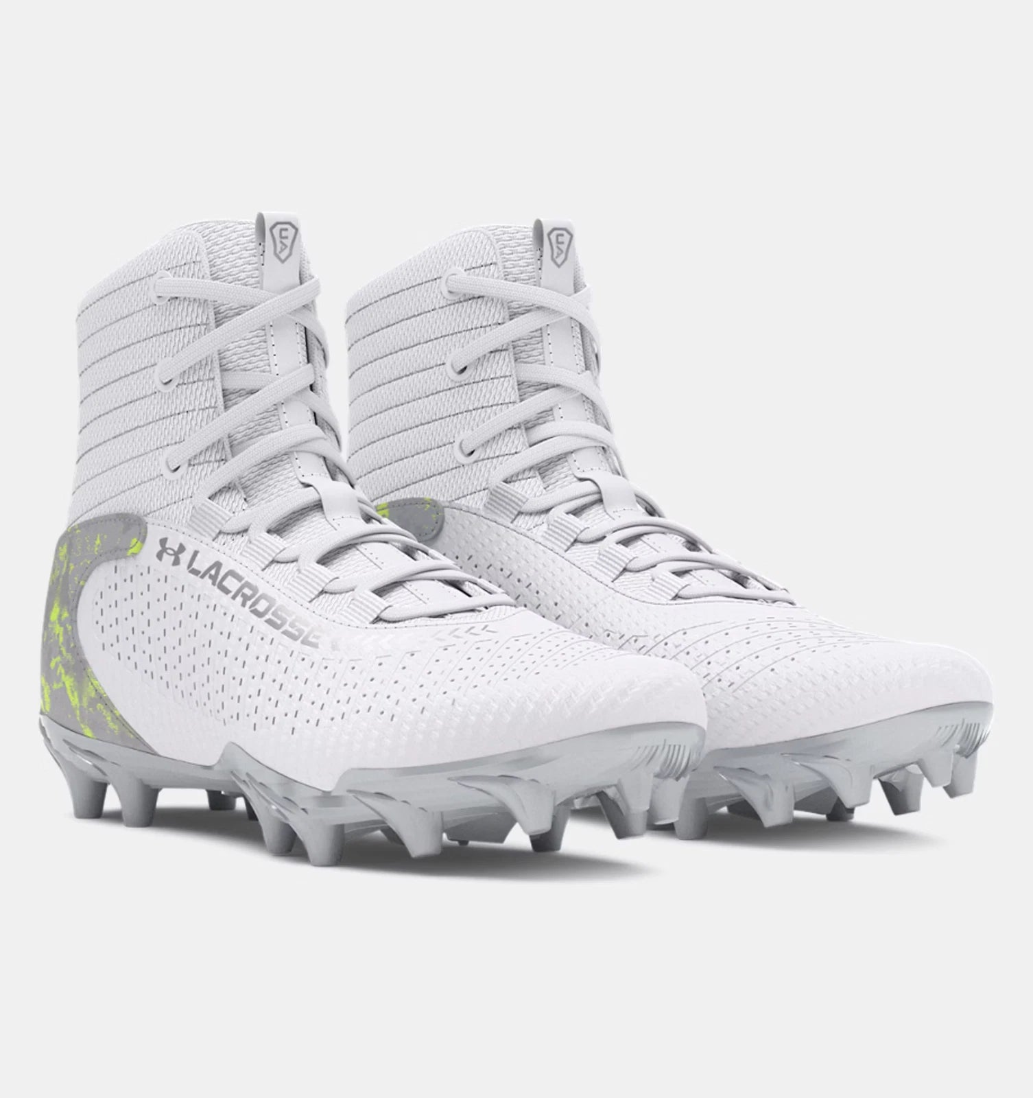 

Детские лакроссные бутсы Under Armour Highlight 2 MC 3028699-100 белого и серебристого цвета TF8136