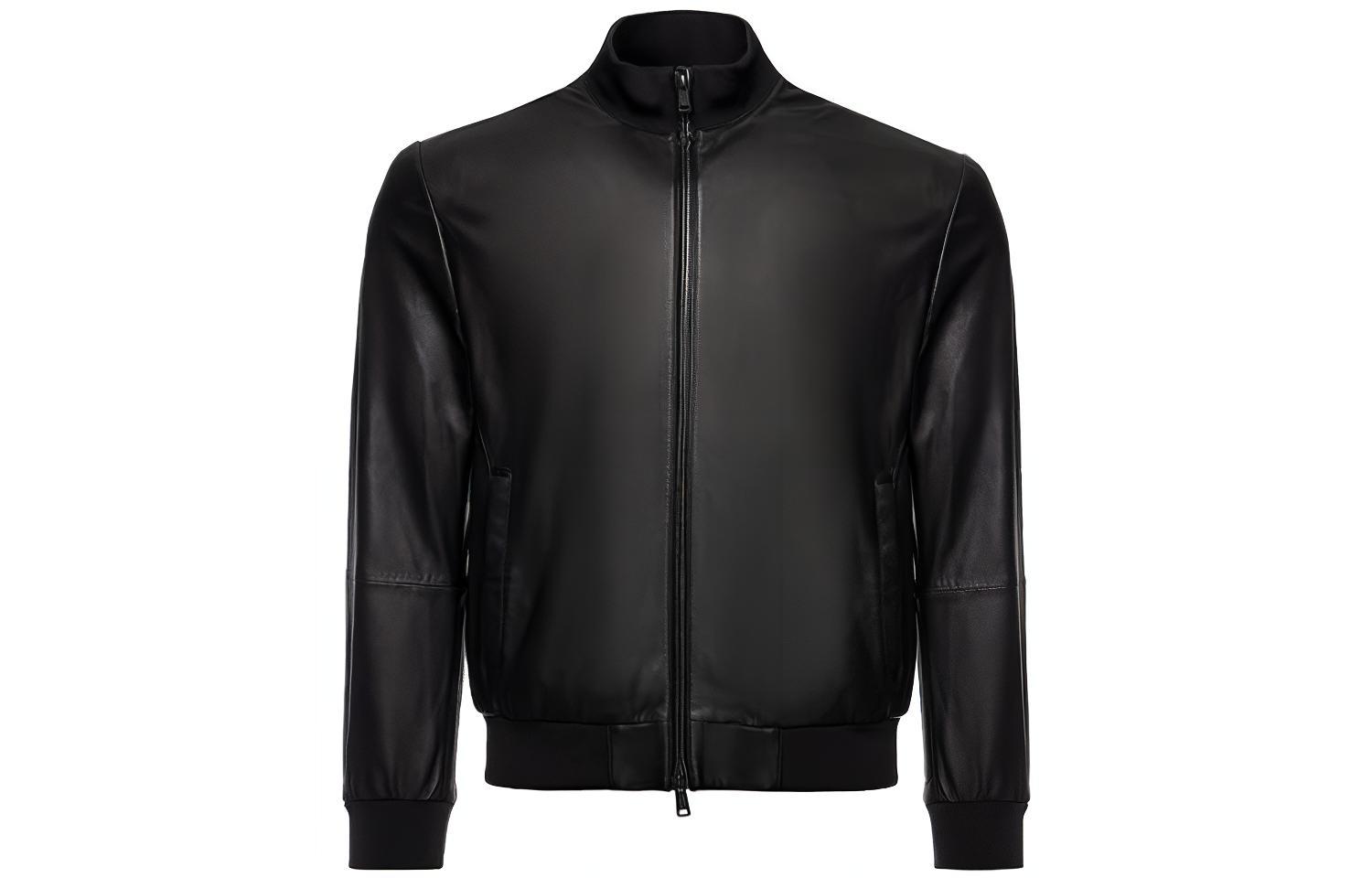 

EMPORIO ARMANI Кожаная куртка-пальто мужская черная