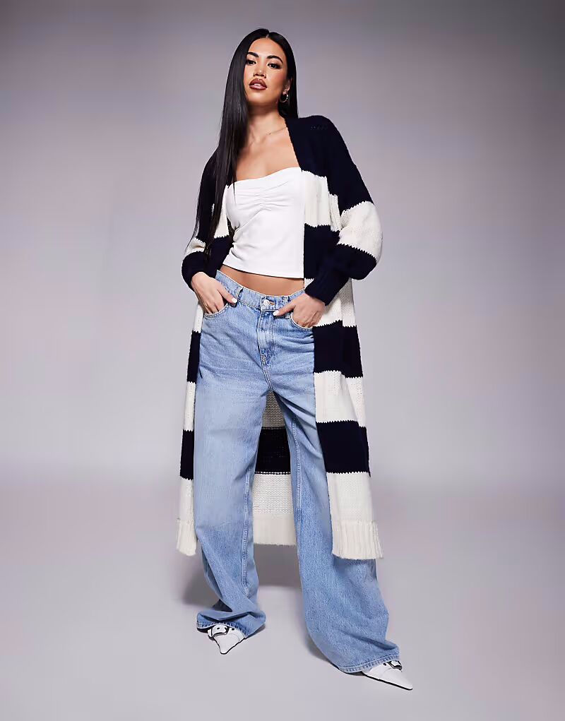 

Длинный кардиган River Island в тёмно-синюю полоску