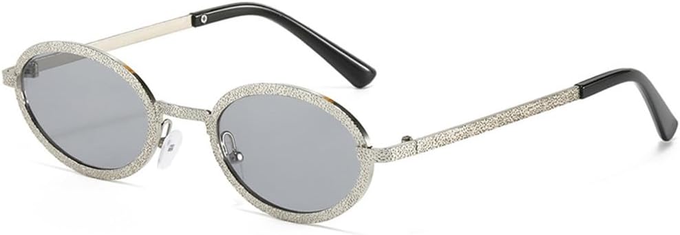 

Модные овальные солнцезащитные очки в металлической оправе, в стиле хип-хоп, роскошные солнцезащитные очки в металлической оправе, для активного отдыха и путешествий, унисекс, защита от ультрафиолета UV400 TKKTLLT, Silver Gray