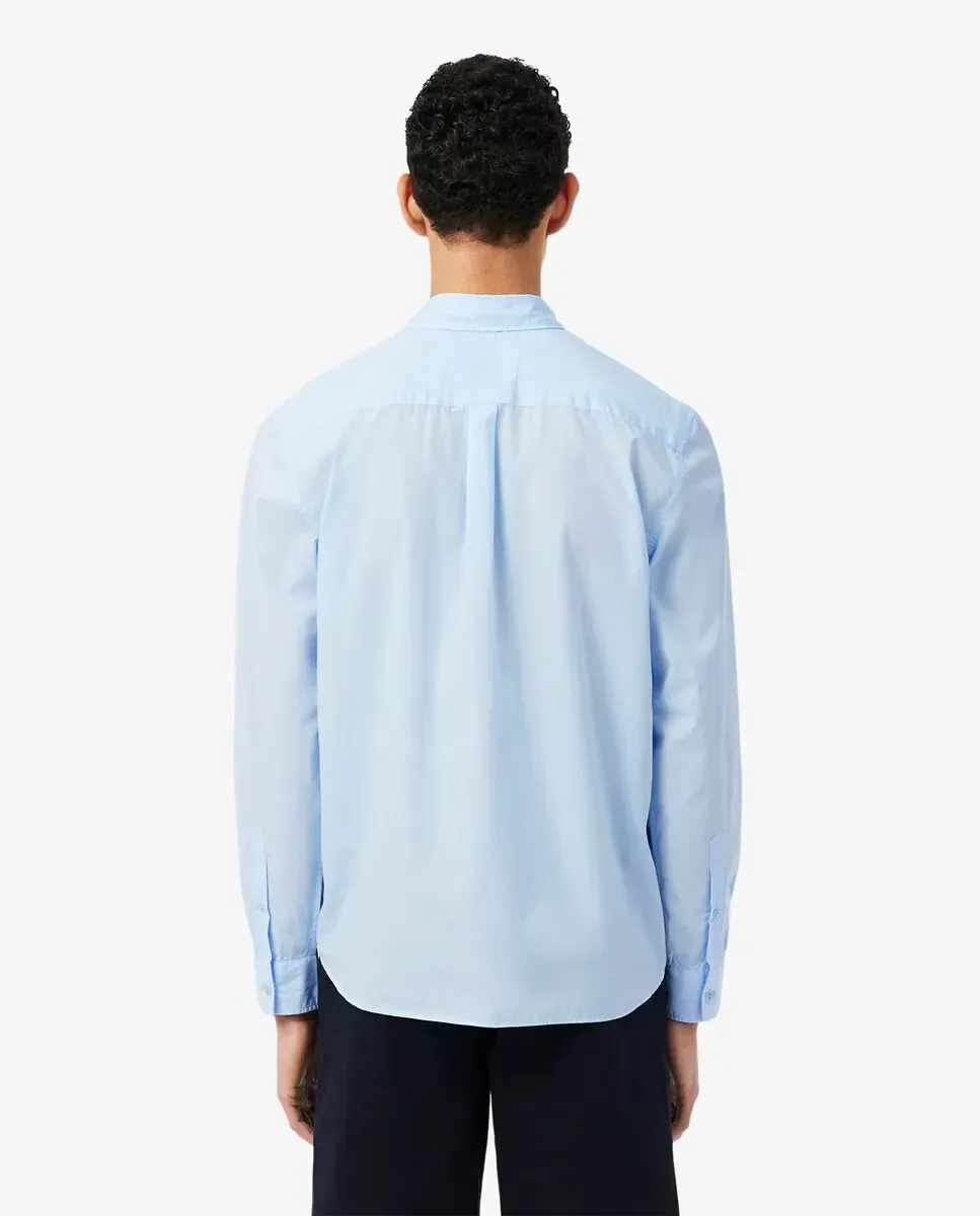 Мужская рубашка прямого кроя из эластичного поплина с длинным рукавом Lacoste, светло-голубой — фото 2