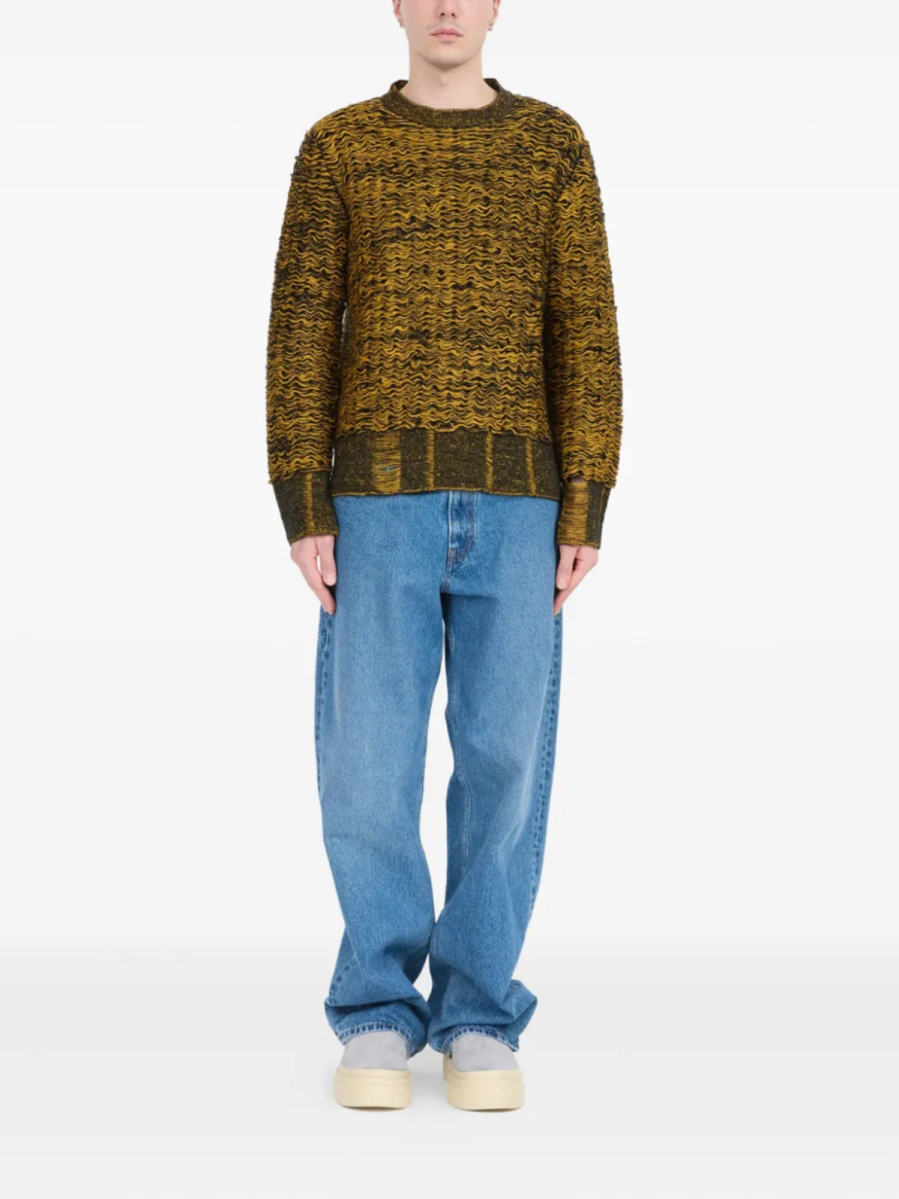 MM6 Maison Margiela фактурный свитер с круглым вырезом, коричневый — фото 2