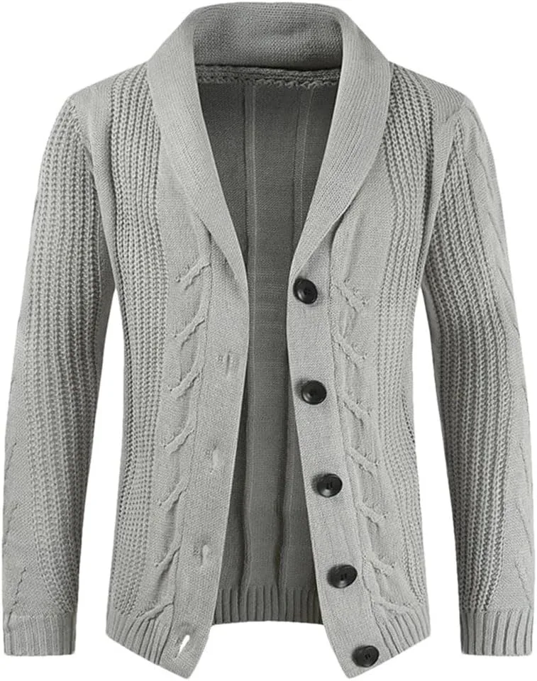 

Мужской кардиган осенний вязаный свитер с отложным воротником Vogrtcc