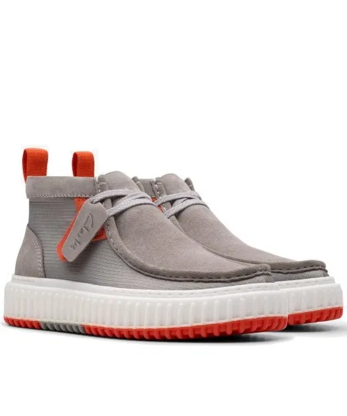 Мужские замшевые мокасины Clarks Torhill Hi серые
