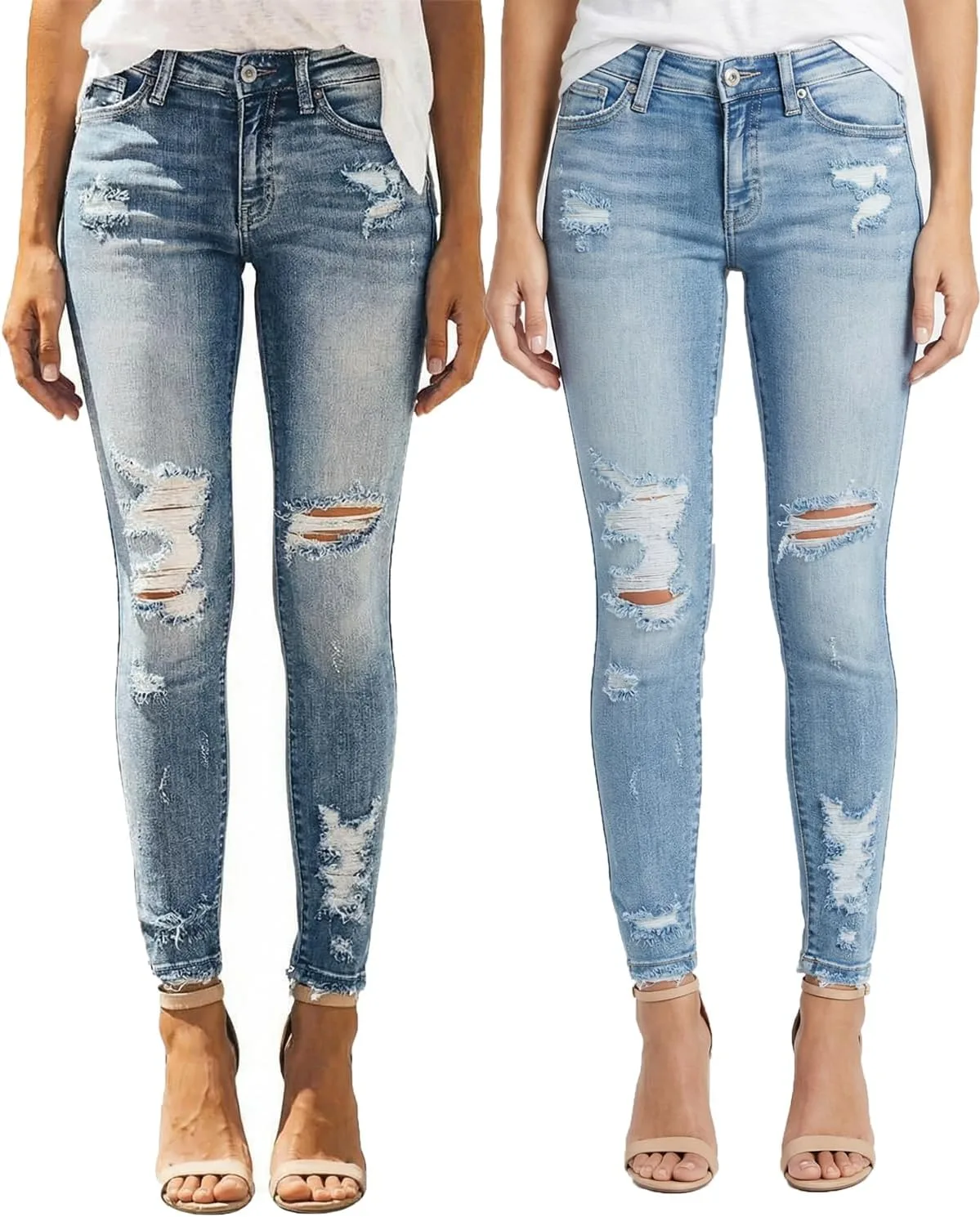 

Женские джинсы Mid Waist Skinny Stretch Ripped Destroyed Denim Plus Size (2 шт) PerZeal