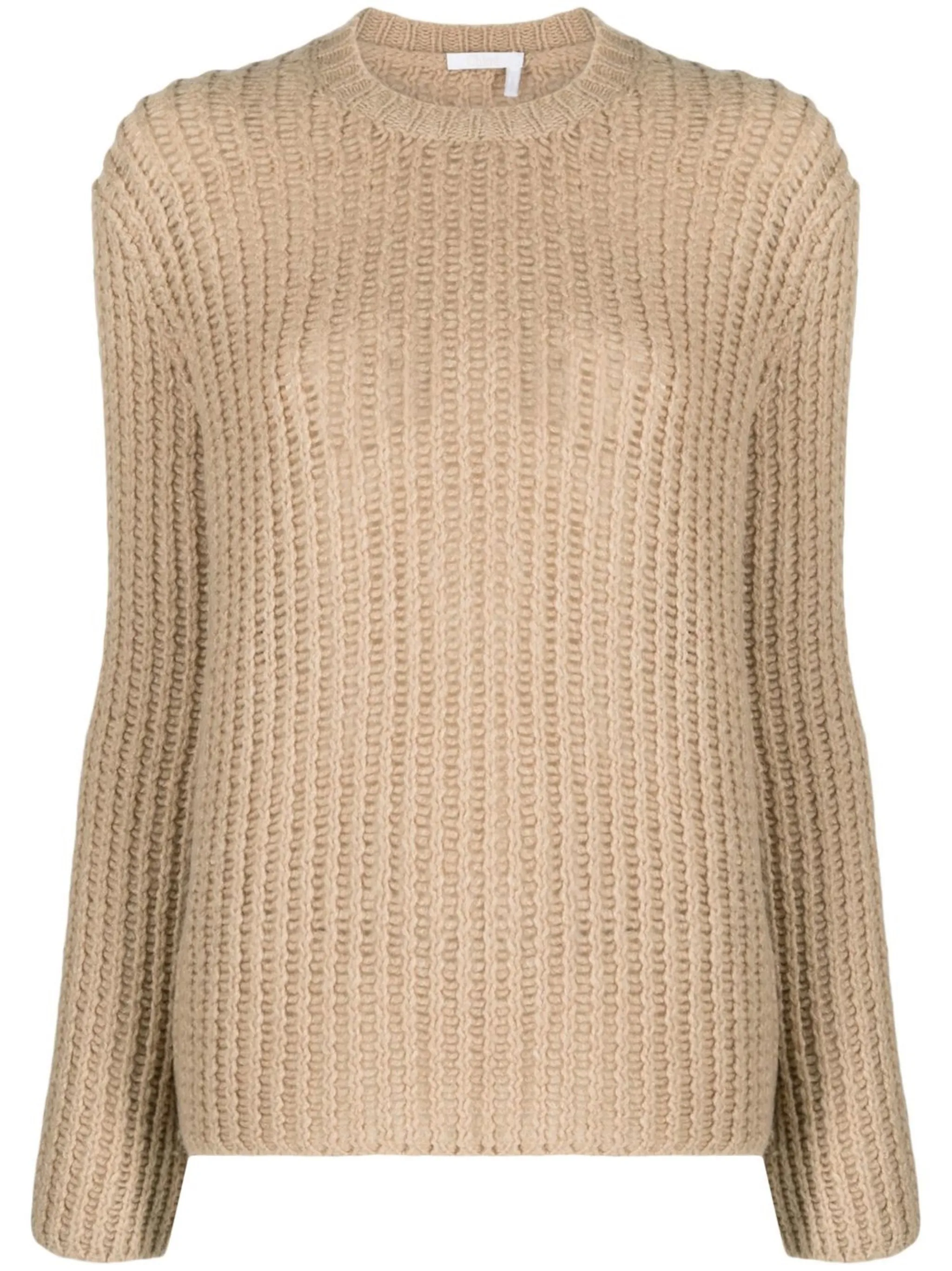 

Джемпер из вафельного трикотажа с круглым вырезом Chloé, бежевый