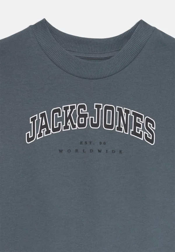 Футболка jjecaleb в университетском стиле с принтом на воротнике Jack & Jones Junior, Stormy Weather — фото 3