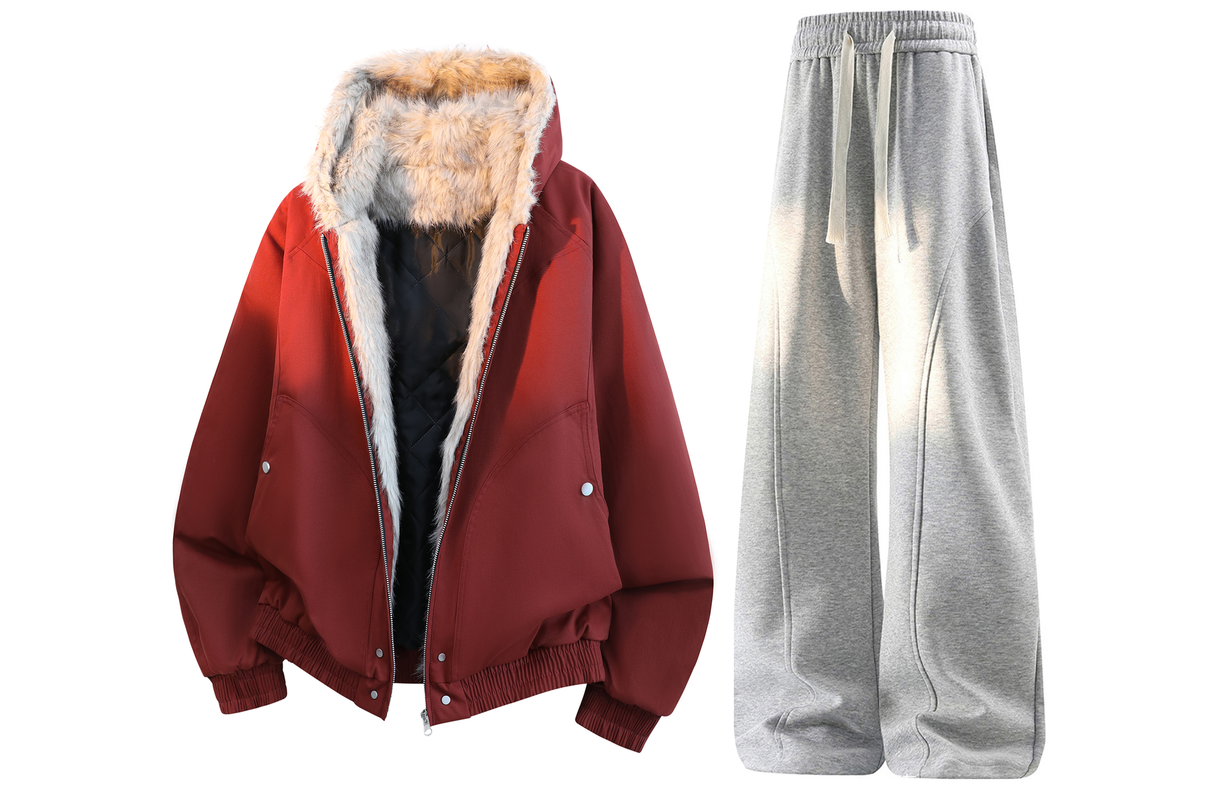 

Толстовка Casual Sportswear утепленная с капюшоном унисекс X1617, unisex красный top+heather серый pants (fleece-lined)