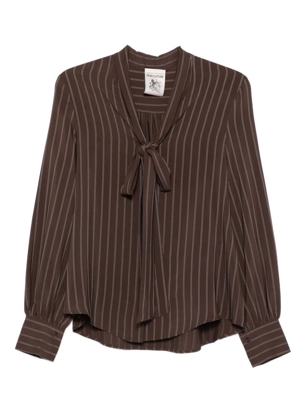 

Полосатая блузка с бантом Semicouture, коричневый