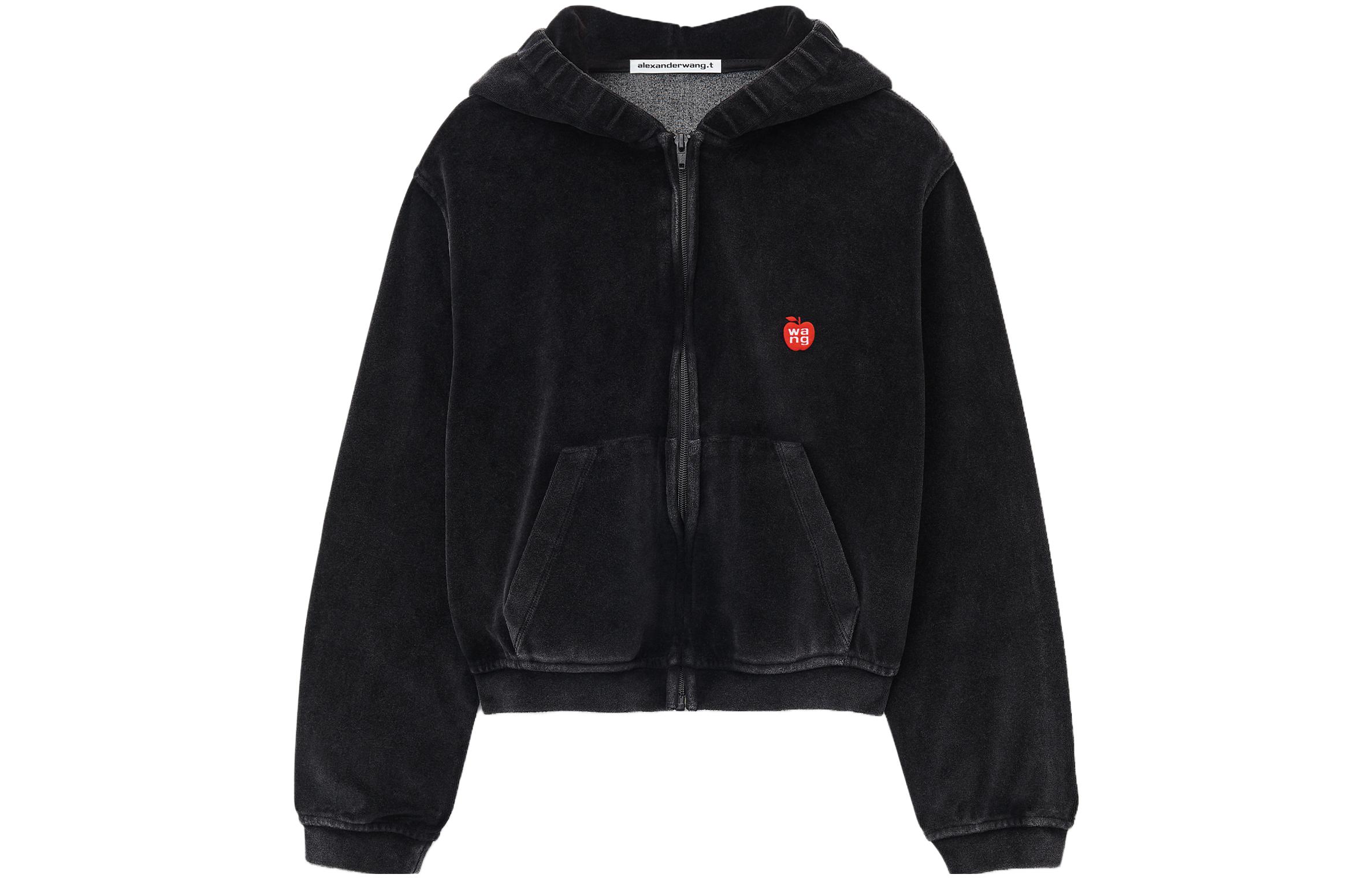 Футболка с застёжкой-молнией из бархата Alexander Wang, чёрный — фото 2