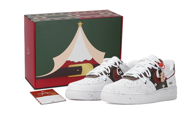 

Кроссовки Nike Air Force 1 Skateboarding Shoes Women's Low-top White/Brown, хаки