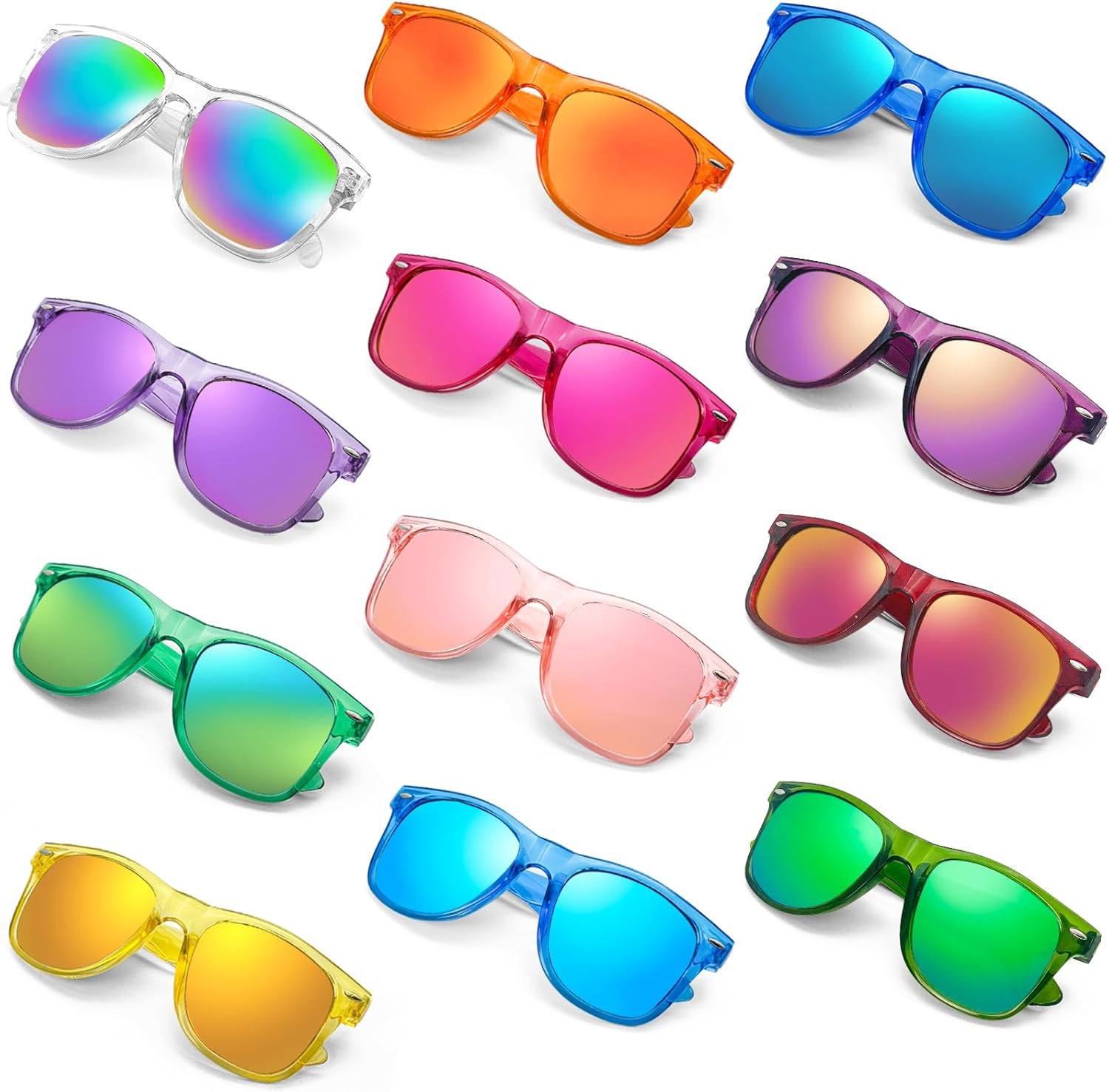 

Оптовая продажа солнцезащитных очков в стиле ретро неоновых цветов, ретро/неоновые, для вечеринок, унисекс, для взрослых и подростков, защита UV400 Geopty, 12 Clear Color Frame/Neon Mirrored