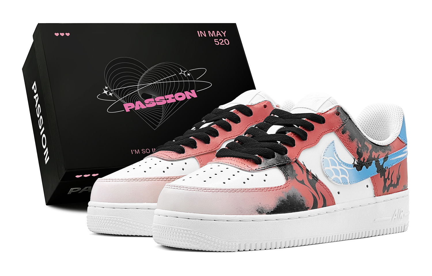 

Nike Кроссовки для скейтбординга Air Force 1 Fiery Phantom с противоскользящим покрытием, мужские, красные, синие