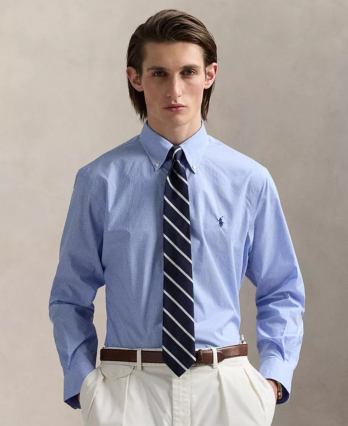 

Мужская хлопковая рубашка Purepress Oxford Polo Ralph Lauren, синий