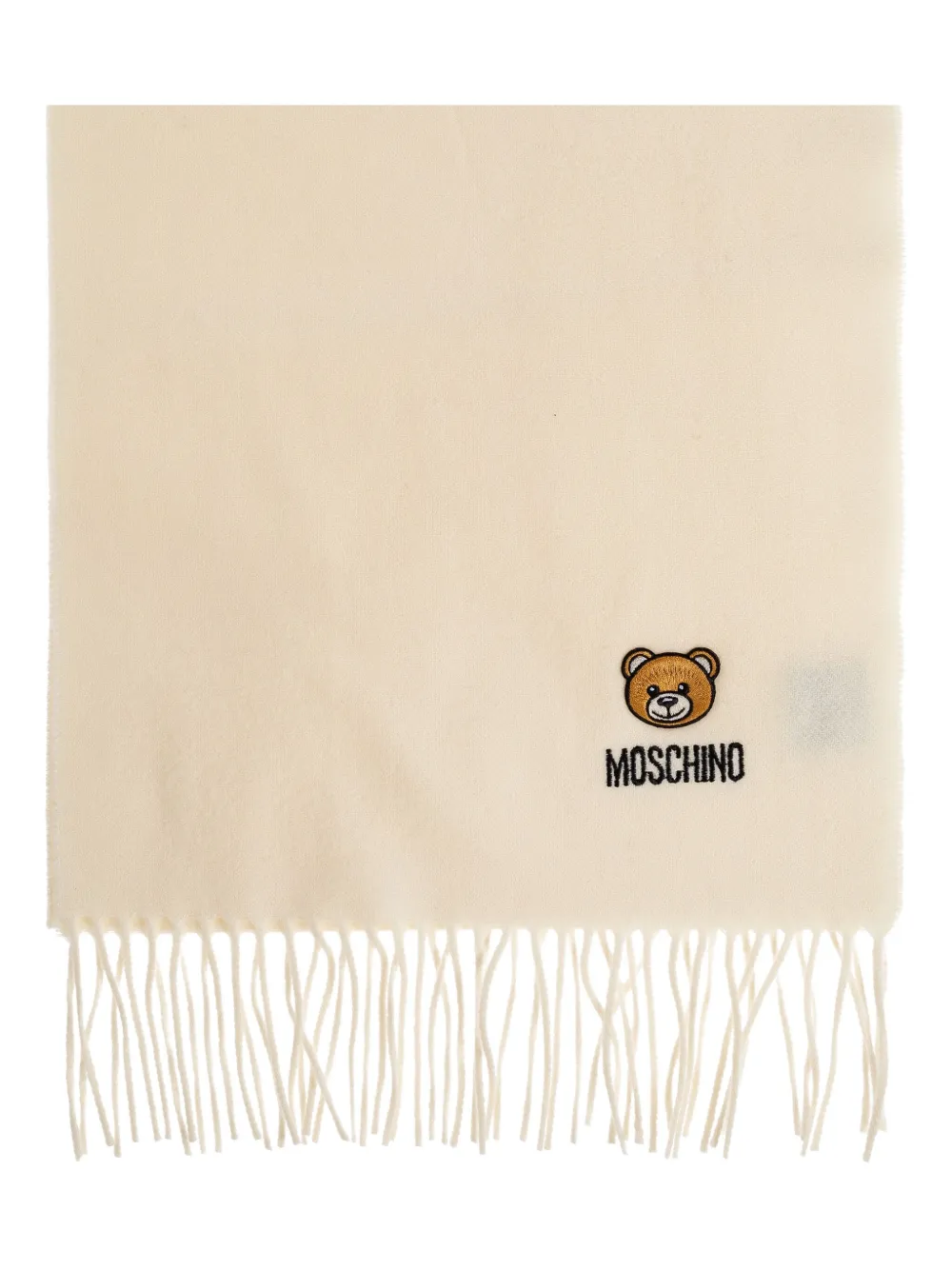 

Шарф с бахромой, вышитый плюшевым мишкой Moschino, нейтральный