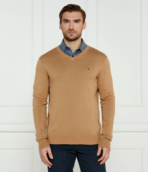 

Свитер Tommy Hilfiger с V-образным вырезом, коричневый