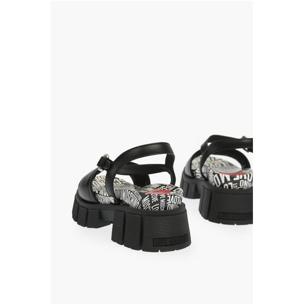 Сандалии из кожи LOVE с логотипом на подошве TASSEL 70 Moschino, Black — фото 2