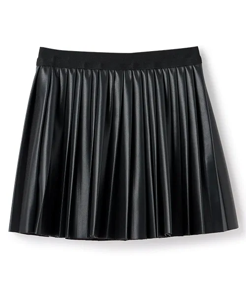 Детская юбка плиссе из искусственной кожи Lycee mine серебряная — фото 2