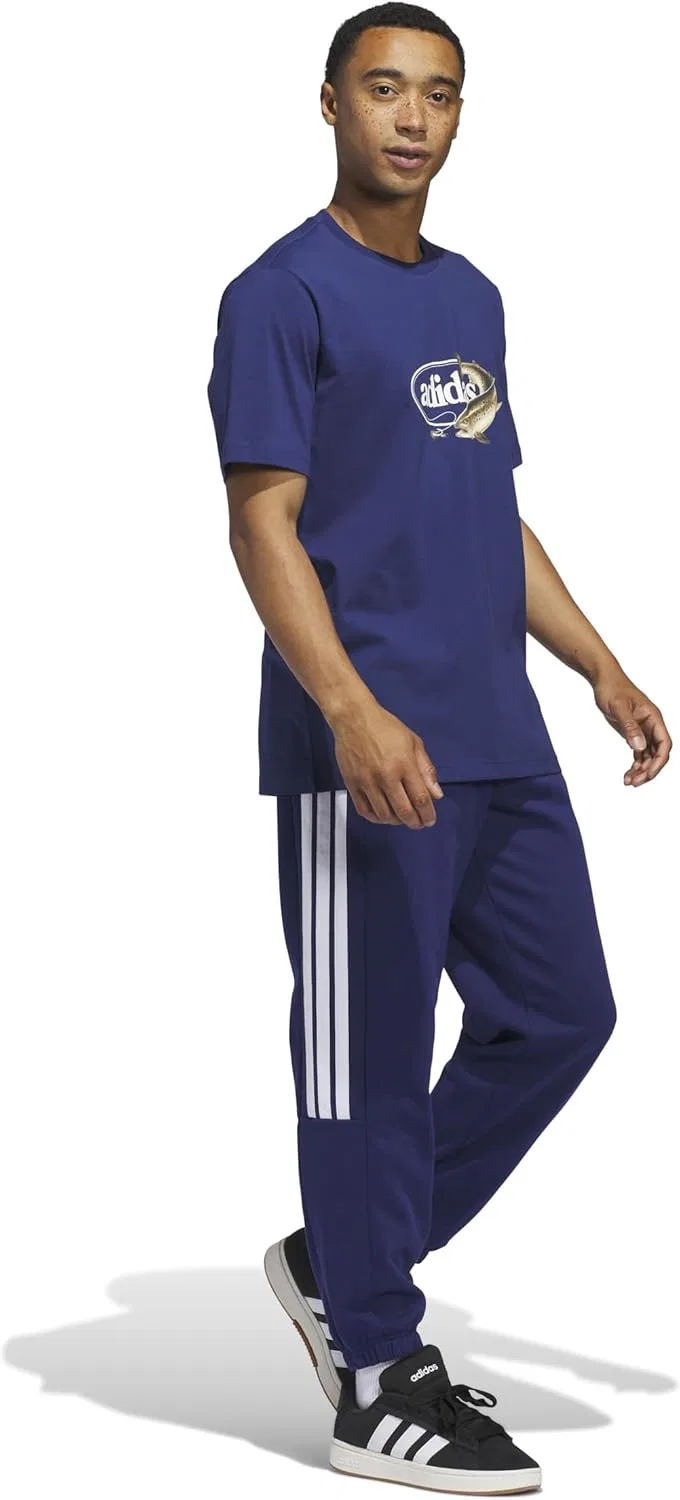 Футболка с рыболовным принтом, adidas, темно-синяя — фото 2