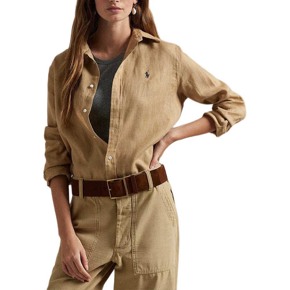 Polo Ralph Lauren Рубашка FW24 женская коричневая — фото 3