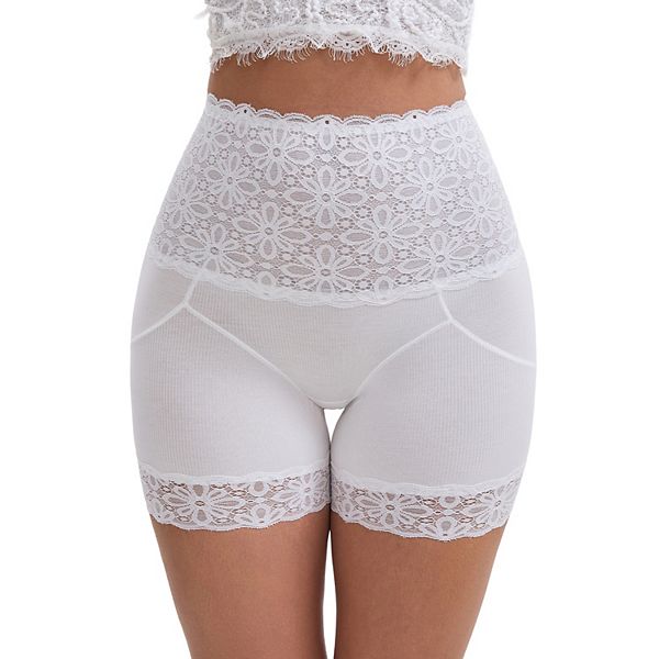 

Женские утягивающие трусы с широким кружевом и высокой талией для контроля живота и подъема бедер Inspire Chic, White