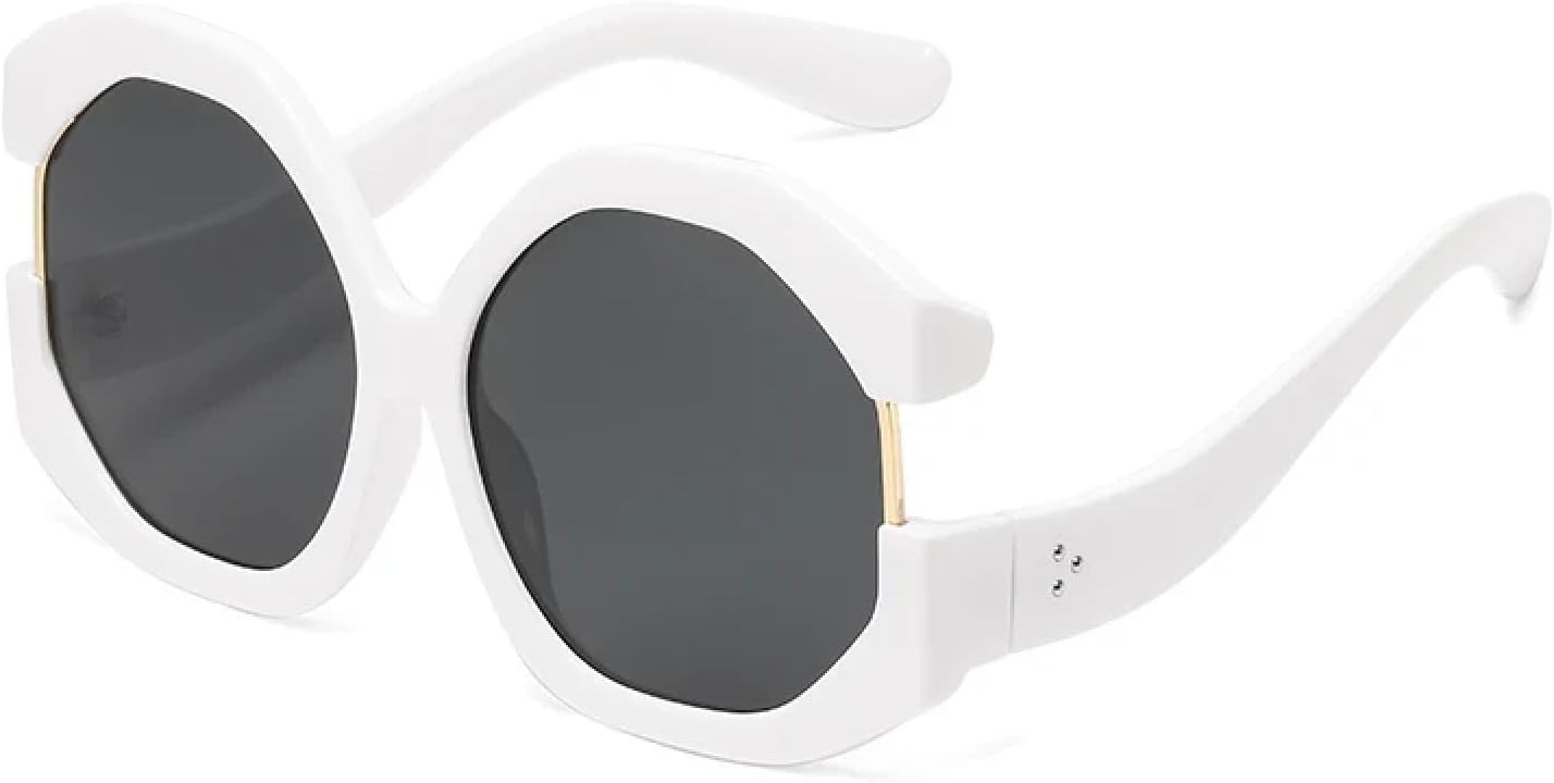 

2 шт. Модные солнцезащитные очки большого размера «кошачий глаз» для женщин, персонализированные, с цветовыми блоками, для уличной фотографии TVTBBVV, 2pcs White Black