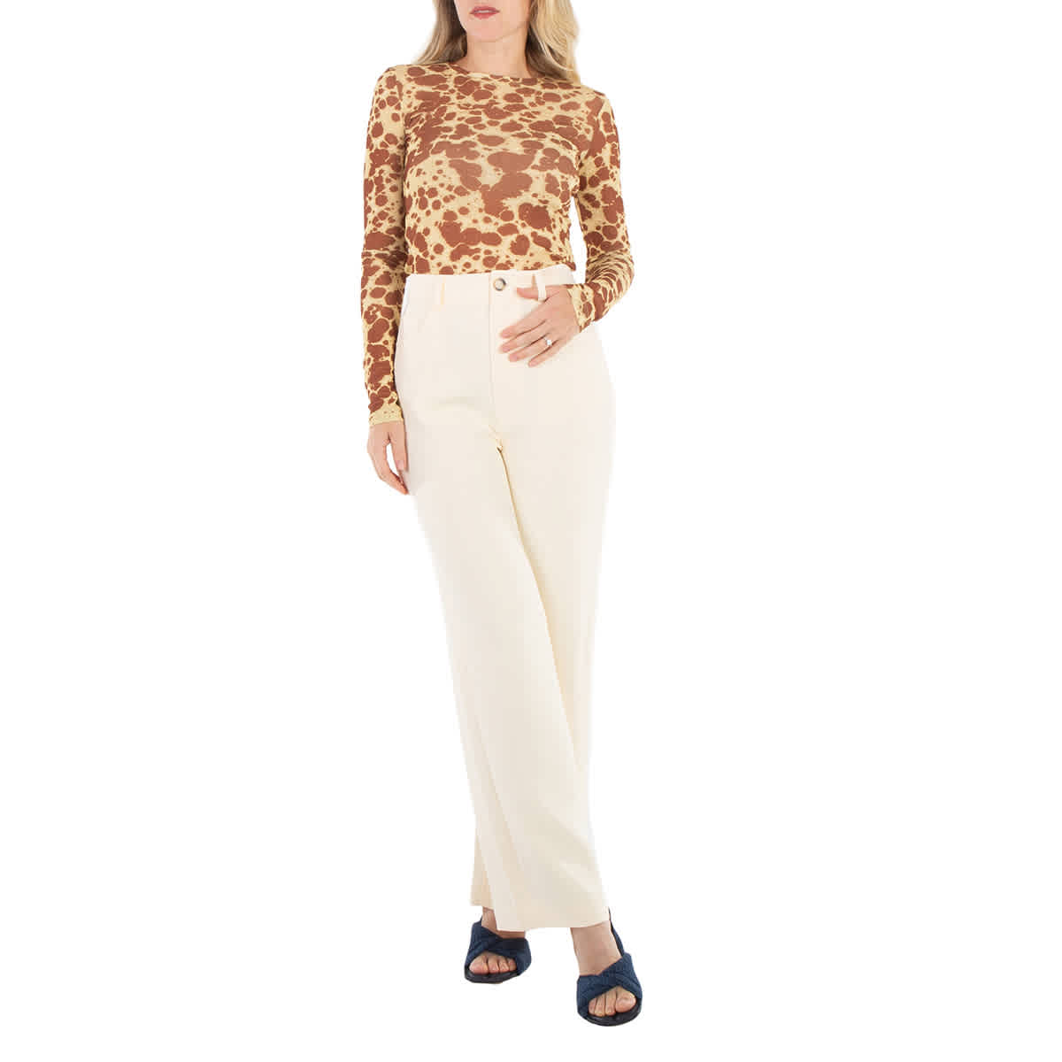 

Nanushka Женские Брюки Josine Boucle Crepe Мешковатые, Vanilla