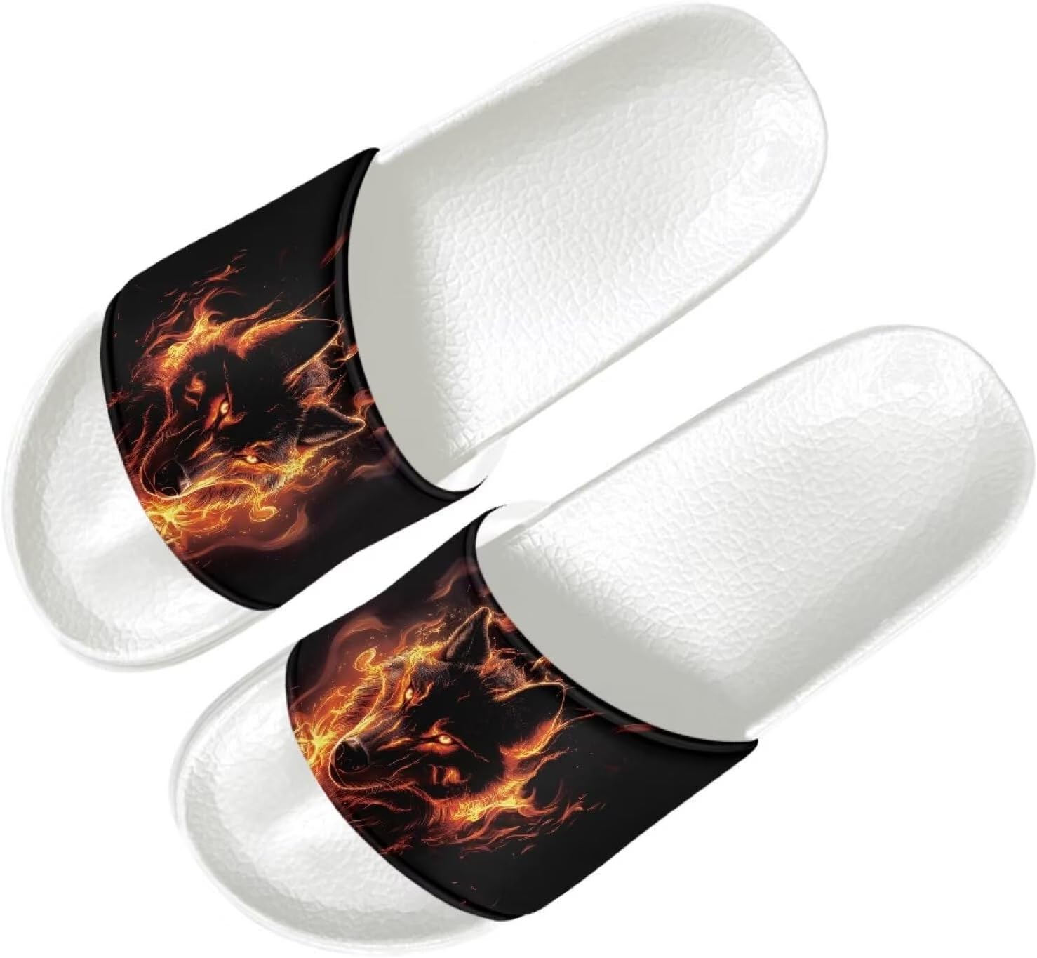 

Мужские шлепанцы Quxjehoe, быстросохнущие для душа, противоскользящие, легкие, модные летние сандалии, размеры США 5-14, Fire Wolf