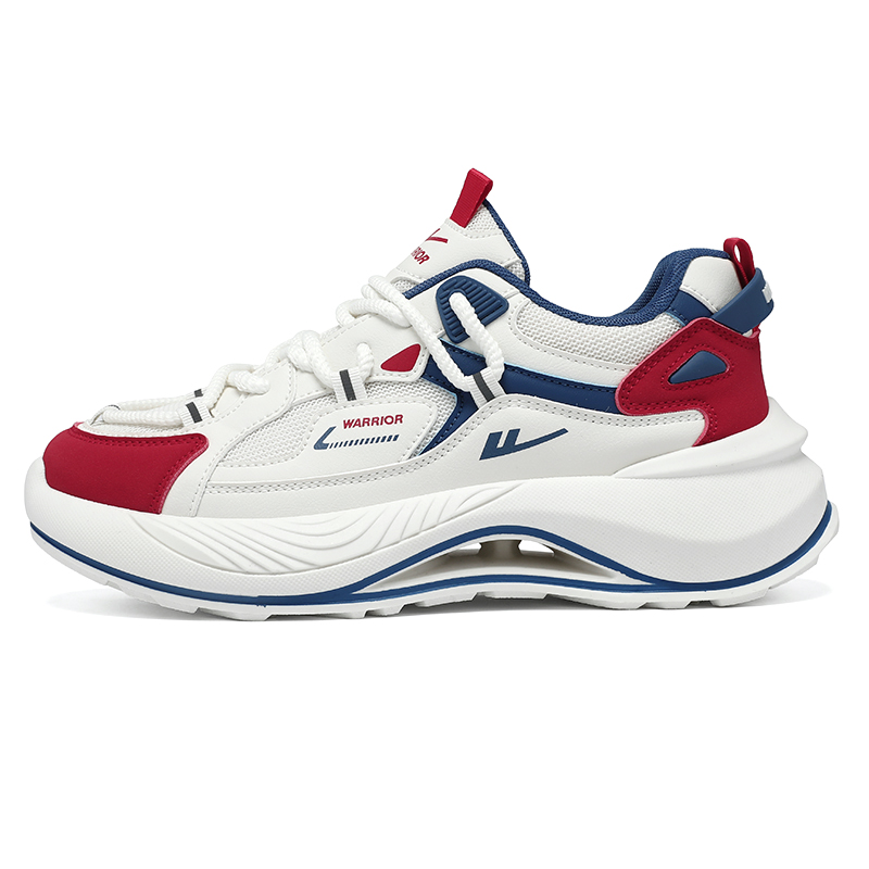 

Износостойкие легкие кроссовки для бега с низким верхом, увеличивающие рост, для мужчин WARRIOR, Beige Red Blue